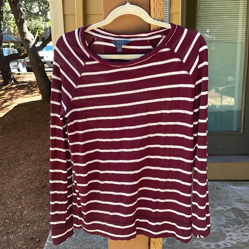 Maroon Striped Top